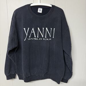 Vtg Yanni World Tour Crewneck Sweatshirt Delta Tag USA Made Nice Fade Men L EUC